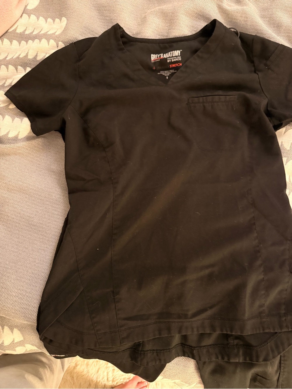 Grey's Anatomy Black Stretch V-Neck Scrub Top and bottom set